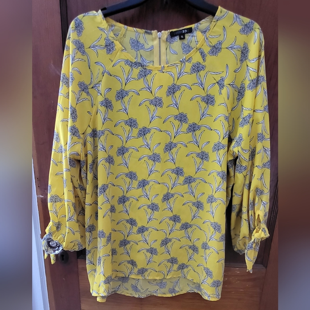 Yellow floral blouse